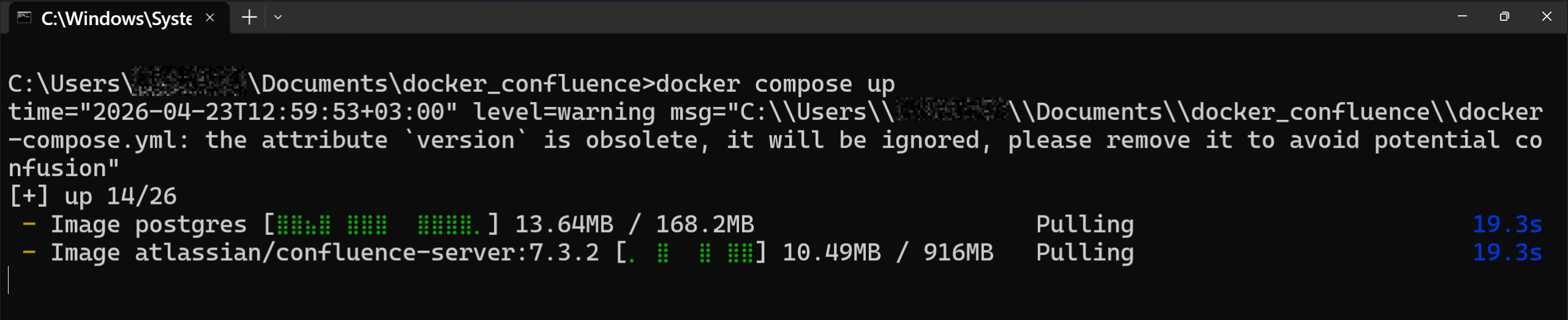 Confluence setup docker docker compose startup
