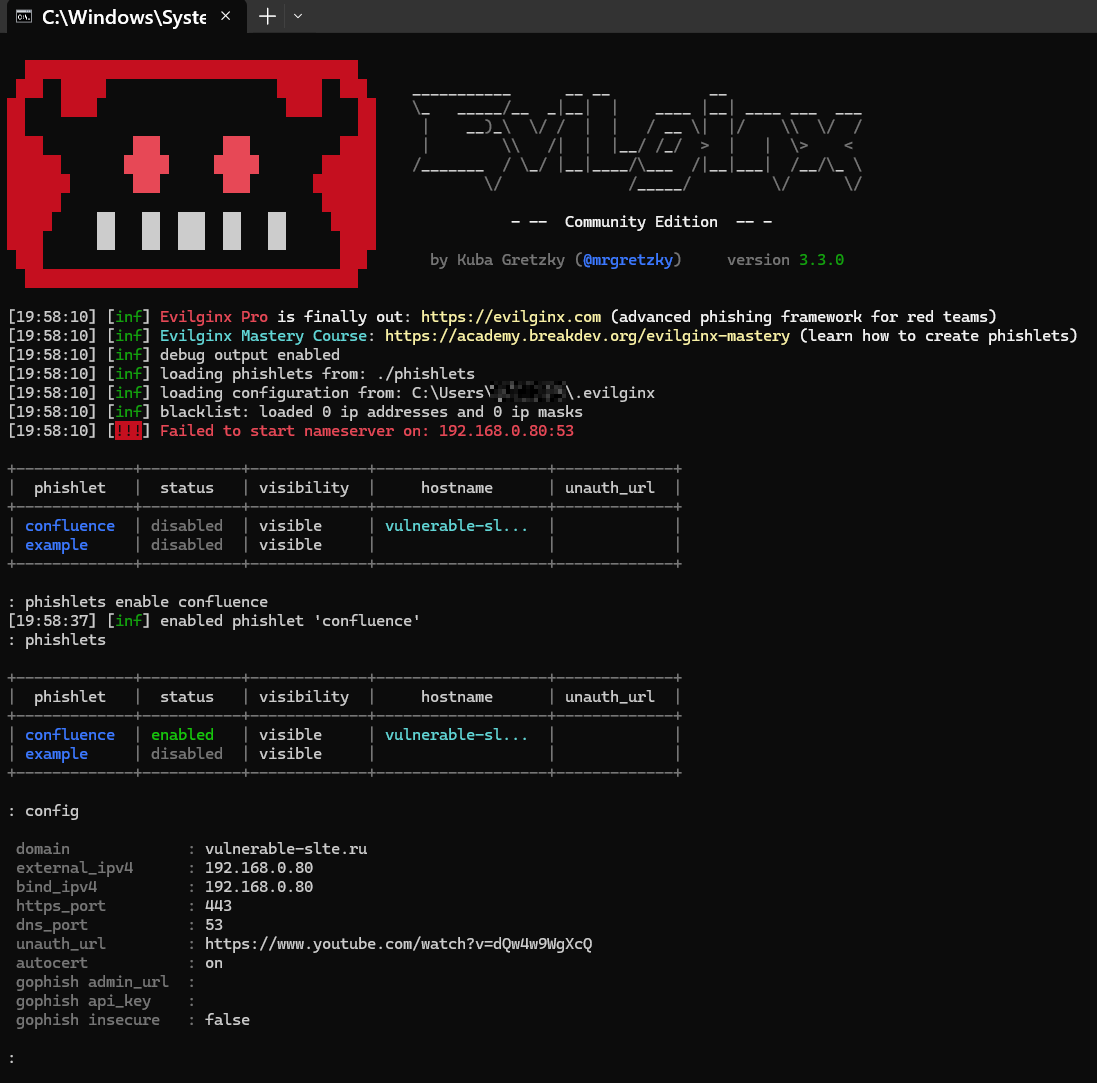 Evilginx phishing evilginx phishlet enabled config