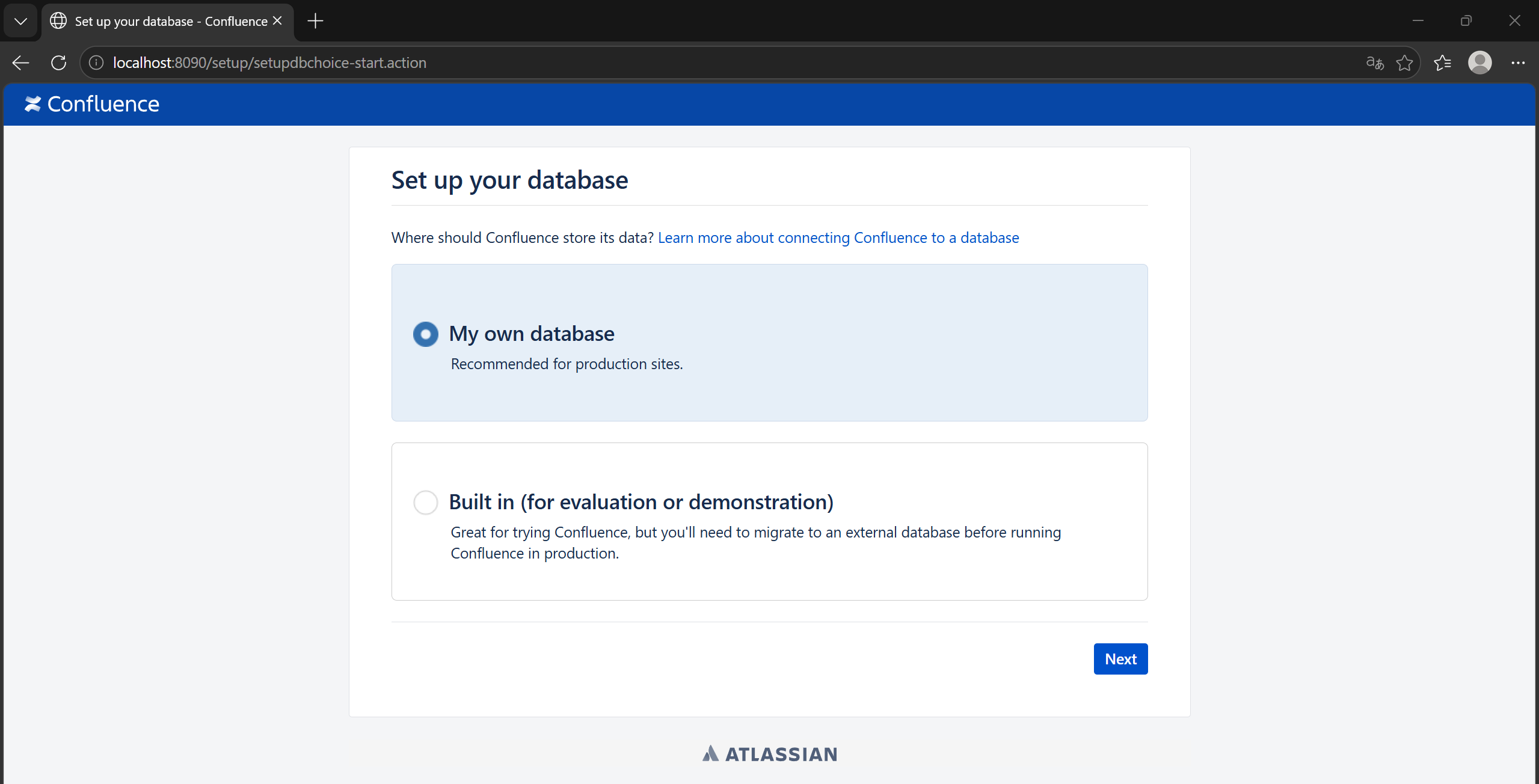License activation my own database choice